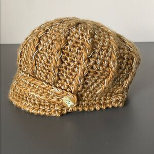 Pistil Brown Light Blue Knit Beanie with Brim Buttons accent Boho Chic Urban OS